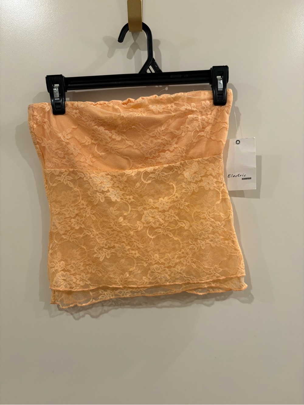 Electric Family Peach Lace Strapless Top